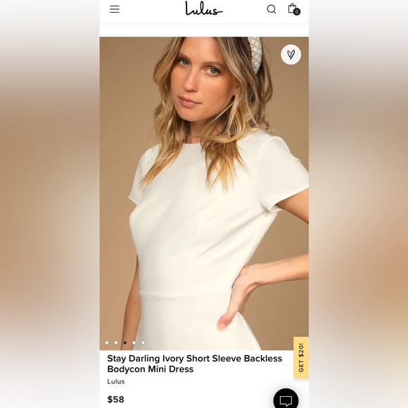 Lulus Stay Darling Ivory Short Sleeve Backless Bodycon Mini Dress - Picture 6 of 7